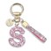 JINGUAZI Pink Blue White Initial Letter Keychain Gift for Women Girls Bling Sparkly Cute Backpack Car Key Accessories Lanyard Spink