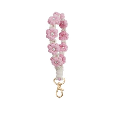 Poagoep Macrame Keychain Handmade Wristlet Keychain Wrist Lanyard for Keys Cute flower keychain Key Chain for Women14