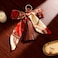 QTMY Silk Ribbon Bow Tassel Bag Pendant Charm Keyring Keychain for Women Purse Handbag Decor Brown