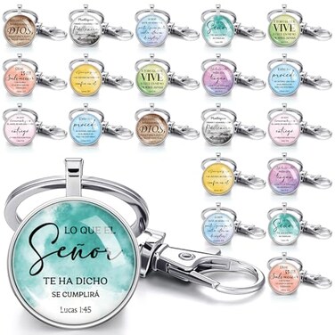 Quelay 20 Pcs Spanish Christian Keychains Bible Verse Inspirational Scripture Key Chains Christian Religious Gifts Classic
