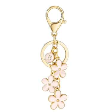 SELOVO Name Kecychain Initial B Pink Keyring for Women Purse Charms for Handbags Bag charm