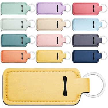 SmoothNovelty 12 Pieces Lip Balm Gloss Holder Keychain Lipstick Keychain Holder Sleeve Pouch Colorful Cute Bag Accessories Gift Women