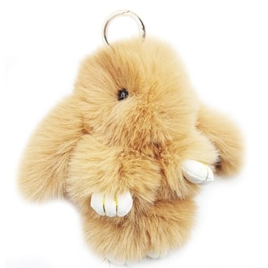 jtkdxqs Soft Cute Bunny Keychain Artificial Rabbit Fur Plush Fluffy Pom pom Key Ring for Womenkhaki