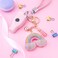Soleebee Glitter Keychain Premium SS6 Crystal Tassel Key Chain Leather Bag Charm for Women Girls Rainbow