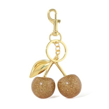 SORGERLY Gold Cherry Bag Charm Keychain Cute Purse Tote Handbag Backpack Fruit Key Chain Accessories Designer Gift for Women Gold