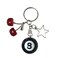 spansee Spansee 8 Ball Keychain With Star Red Cherry Pool Ball Creative Key Chain Number Eight Black Billiard Keyring 098in