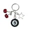 spansee Spansee 8 Ball Keychain With Star Red Cherry Pool Ball Creative Key Chain Number Eight Black Billiard Keyring 098in