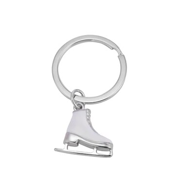 TEAMER 3D Turquoise Crystal Ice Skate Keychain Figure Skating Keyring Skater Keychain Jewelry for Women White EnamelR