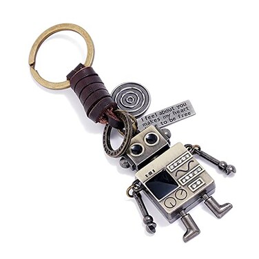 TiSuit Funny Robot KeyChains Leather KeyRings Pendant for Car Keychains purse handbag backpack Gift Fun Robot