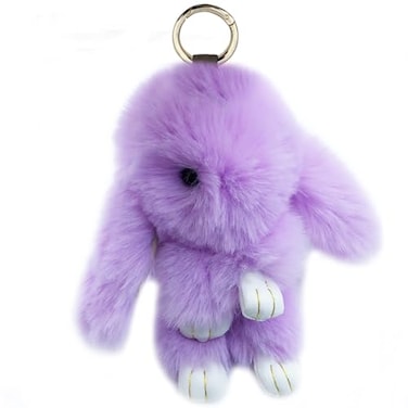 Unpafcxddyig Bunny Keychain Cute Soft Artificial fur Keychain Car Handbag Keyring 55inlight purple