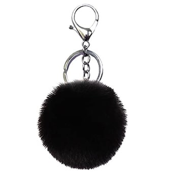 Unpafcxddyig Pom Pom Keychain Artificial Fur Ball Keychains Fluffy Tote Pendant Car Bag Charmblack