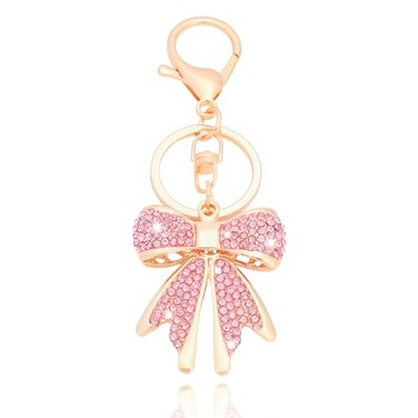 Vancy Utopia Sparkly Gold Plated Color Rhinestone Bow Keychains for Women Car Key Rings Female Handbags Backpacks