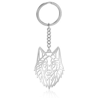 VASSAGO Stainless Steel Hollow Out Animal Keychain Backpack Car Purse Keys Accessories Purse Charm Key Ring for Men and Women wolf head keychain silver