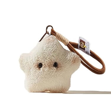 vrawas Bag Charm KeychainStar Shaped PlushSqueaky Stress Relief Toy Phone Holder for Handbag BackpackkeyringGifts for WomenWhite
