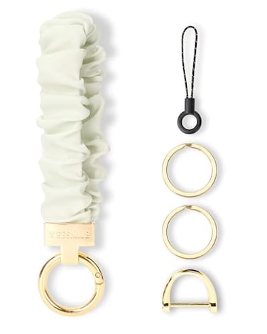 WEESMILE Keychain Wristlet Stretchy Key Chain for Car Keys with D ring Cute Scrunchie Wrist Bracelet for Women Men Starlight