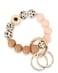 WEESMILE Silicone Key Ring Bracelet Cute Keychain Wristlet with 2 Key Rings Elastic Car Key Holder Bangle for Women Daisy Brown Cow 1