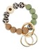 WEESMILE Silicone Key Ring Bracelet Cute Keychain Wristlet with 2 Key Rings Elastic Car Key Holder Bangle for Women Daisy Brown Leopard