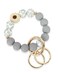 WEESMILE Silicone Key Ring Bracelet Cute Keychain Wristlet with 2 Key Rings Elastic Car Key Holder Bangle for Women Daisy Gray Leopard