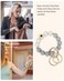WEESMILE Silicone Key Ring Bracelet Cute Keychain Wristlet with 2 Key Rings Elastic Car Key Holder Bangle for Women Daisy Gray Leopard
