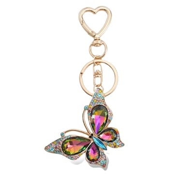 Weixiltc Butterfly Keychain for Women Heart Clasp Bag Charms Colorful
