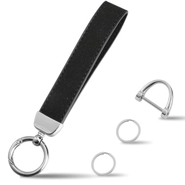 Weixiltc Quilted Leather Wristlet Keychain DRing Car Key Holder Black