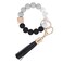 Weixiltc Silicone Beaded Keychain Wristlet with Tassel for Women Black