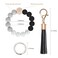 Weixiltc Silicone Beaded Keychain Wristlet with Tassel for Women Black