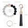 Weixiltc Silicone Beaded Keychain Wristlet with Tassel for Women Black