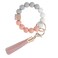Weixiltc Silicone Beaded Keychain Wristlet with Tassel for Women Peach