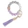 Weixiltc Silicone Beaded Keychain Wristlet with Tassel for Women Purple