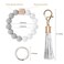 Weixiltc Silicone Beaded Keychain Wristlet with Tassel for Women White