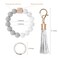 Weixiltc Silicone Beaded Keychain Wristlet with Tassel for Women White
