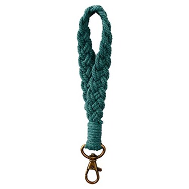 XGALBLA Soft Macrame Keychain Boho Handmade Wristlet Bracelet Keychain Country style Wrist Lanyard Handmade Weave Exquisite Holder for WomenGreen