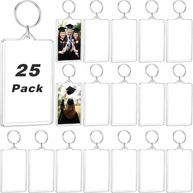 Yaomiao Acrylic Photo Frame Keychain Holder Photo Picture Insert Blank Keyring for DIY Craft