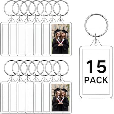 Yaomiao Acrylic Photo Frame Keychain Holder Photo Picture Insert Blank Keyring for DIY Craft15 Pieces2 x 3 Inch