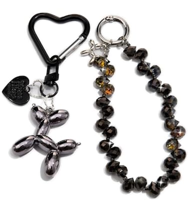 YOU WIZV Black Balloon Dog Keychain Cute Women Key Chain Accessories Aesthetic Charms for Purse Bag Handbag Backpack