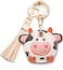 YOU WIZV Cute Airtag Keychain Off White Leather Anime Cow Keychain Bag Charm with Tassel Keychains Accessories Cute Backpack Keychains for WomenGirlsBoys