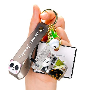 YOU WIZV Cute Keychain Kawaii Backpack Liquid Floating Anime Black Keychain for Girls Women Daughters Sister