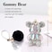 YOU WIZV Teddy Bear Keychain Cute Bling Keychains for Women and Puff Ball key chains for Car Keys Backpack Purse Accessories Aesthetic Black Pom Pom Keychain