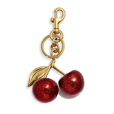 ZACAGO Cherry Keychain for Women Purse Charm Bag Accessory Cute Fruit Key Chain with Handbag Charm Gift for Her and Resin Gold Red Apple