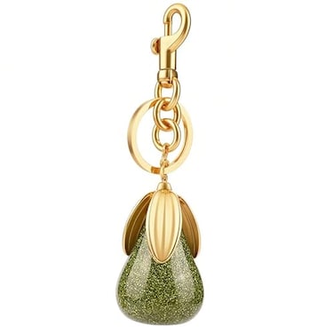ZACAGO Pear Bag Charm for Women Keychain Purse Accessory with Cute Fruit Design Handbag Decoration and Key Chain Resin Gold Red Pear