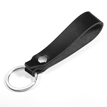 Zafolia Genuine Leather Keychain for Car Home Key Ring Strap Holder Lanyard Women Men black