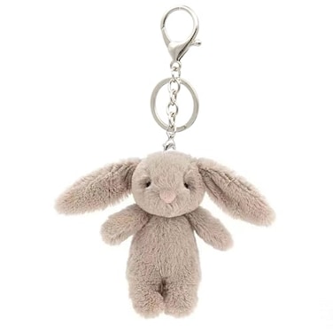 Zitokin Cute Bunny Plush Keychain Mini Rabbit Bag Charms 35 Inch Purse Charms for Handbag Backpack Pendant Gift for Women Gray Pink