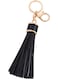 ZOONAI Women Leather Tassels Keychain Car Circle Key Rings Gift Bag Hanging Buckle Black
