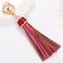 ZOONAI Women Leather Tassels Keychain Car Circle Key Rings Gift Bag Hanging Buckle Black