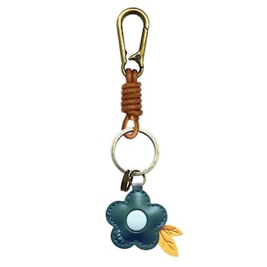 ZOUITY Leather Leaf Fruit Keychain Retro AccessoriesCute Keychains for Women Wallet BagPurse Keyring HolderWomens Key Organizer and Keychains Pendant CharmsFlowerGreen