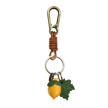ZOUITY Leather Leaf Fruit Keychain Retro AccessoriesCute Keychains for Women Wallet BagPurse Keyring HolderWomens Key Organizer and Keychains Pendant CharmsLemon