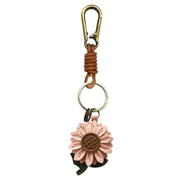 ZOUITY Leather Leaf Fruit Keychain Retro AccessoriesCute Keychains for Women Wallet BagPurse Keyring HolderWomens Key Organizer and Keychains Pendant CharmsPink Daisy