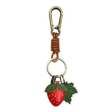 ZOUITY Leather Leaf Fruit Keychain Retro AccessoriesCute Keychains for Women Wallet BagPurse Keyring HolderWomens Key Organizer and Keychains Pendant CharmsStrawberry