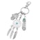 ZUNON Dreamcatcher Keychain Silver Toned Key Chain Featuring Stainless steel Hamsa Personalized gift and Budda Hand Charm Keyring Dreamcatcher Keychain with Feather